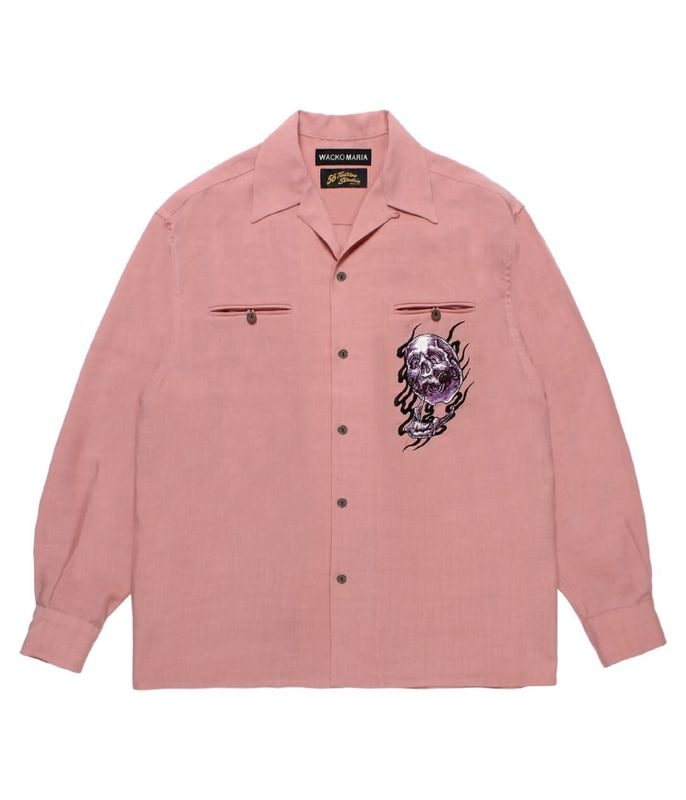 56 TATTOO STUDIO / 50'S OPEN COLLAR SHIRT【PINK】