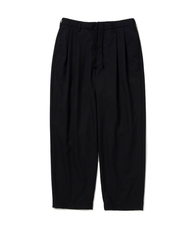 T/W Saxony 2 Tuck Wide Easy Trousers【BLACK】
