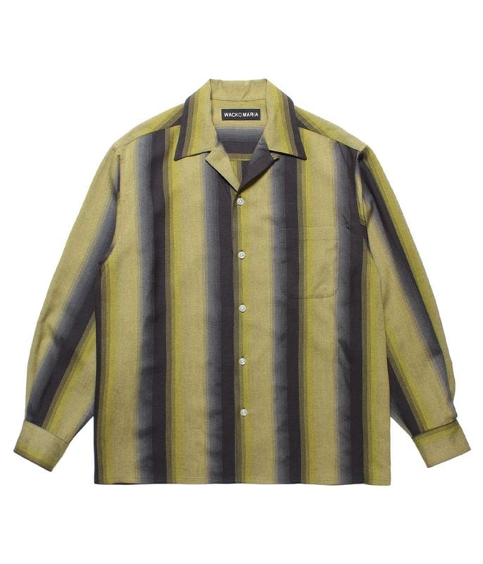 OMBRE STRIPE OPEN COLLAR SHIRT【YELLOW】