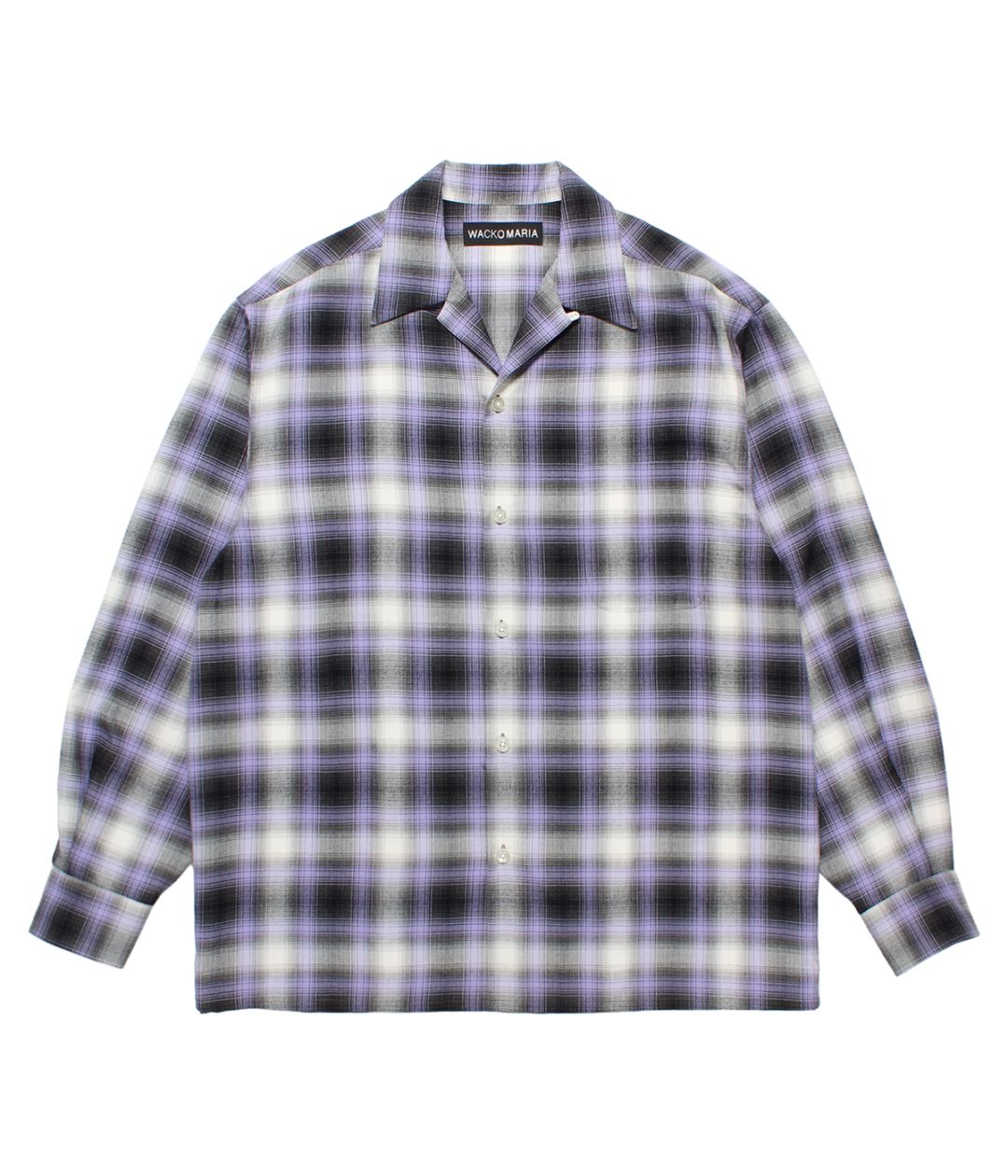 OMBRE CHECK OPEN COLLAR SHIRT (TYPE-1)【PURPLE】｜WACKO MARIA
