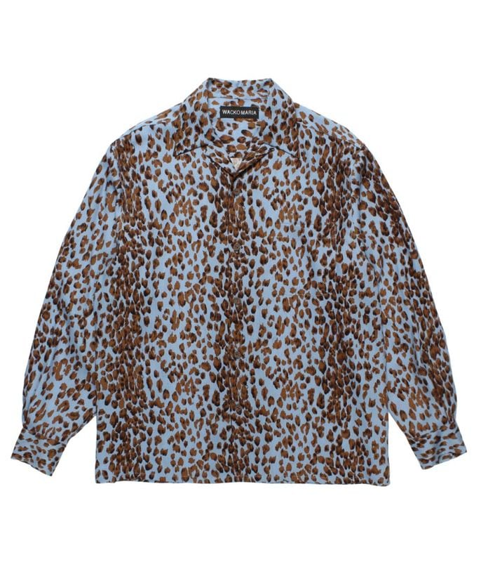 LEOPARD OPEN COLLAR SHIRT (TYPE-1)【BLUE】