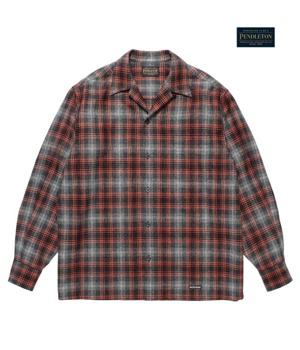 トップス WACKOMARIA PENDLETON OMBRE CHECK SHIRT PENDOLTON / WOOL OMBRE CHECK OPEN COLLAR SHIRT (TYPE-2