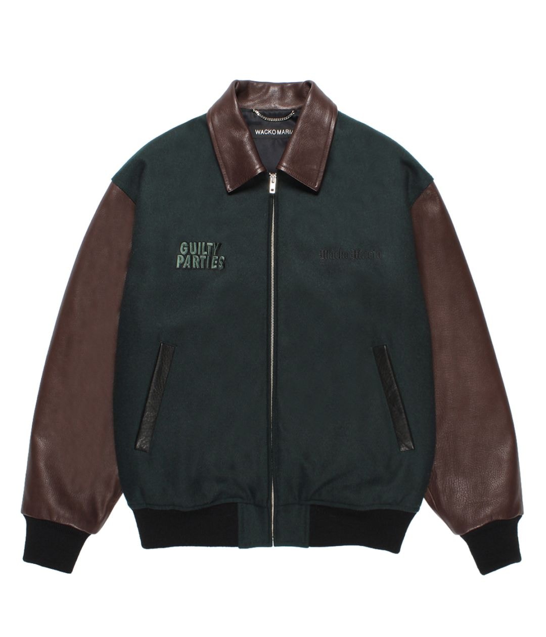 LEATHER VARSITY JACKET (TYPE-1)【GREEN】