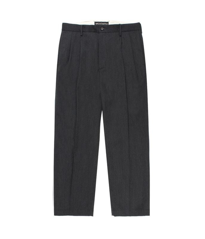DOUBLE PLEATED WOOL TROUSERS【CHARCOAL】