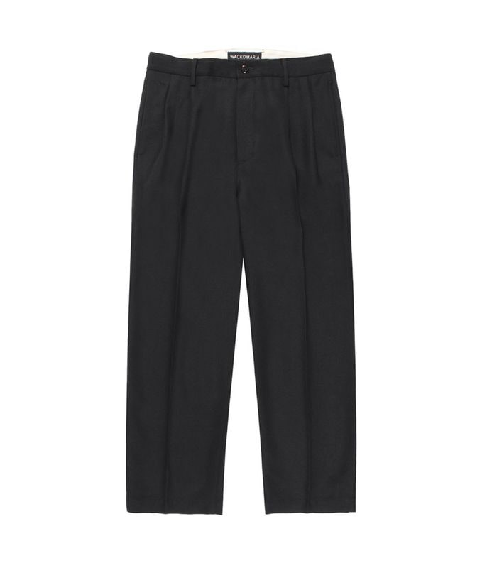 DOUBLE PLEATED WOOL TROUSERS【BLACK】