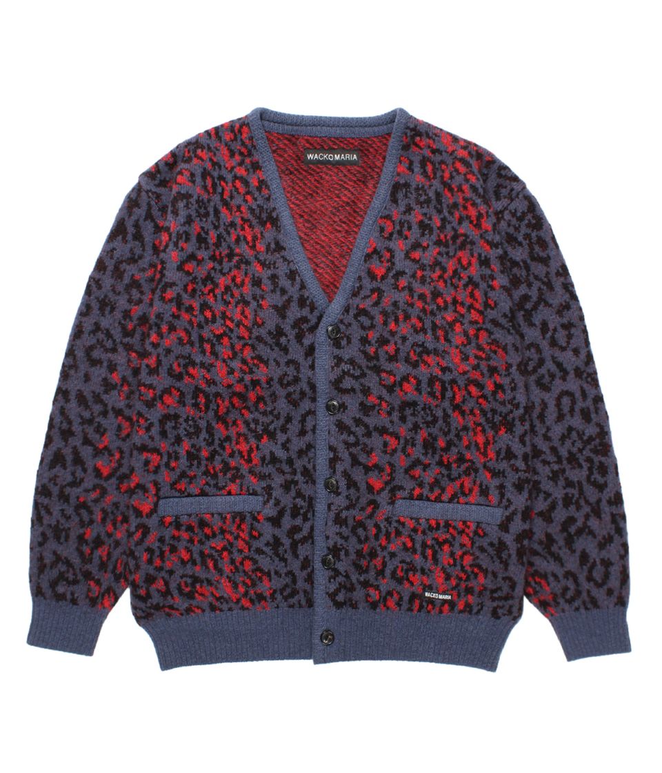 LEOPARD MOHAIR JACQUARD KNIT CARDIGAN【NAVY】｜WACKO MARIA