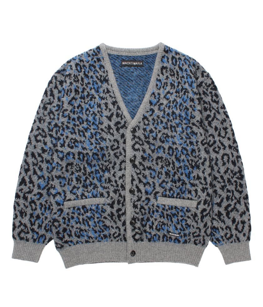 のりしお　24AW ワコマリア レオパードモヘアカーディガン GRAY L LEOPARD MOHAIR JACQUARD KNIT CARDIGAN【GRAY】｜WACKO MARIA