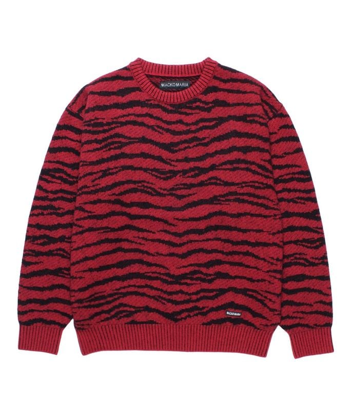 TIGER MOHAIR JACQUARD KNIT SWEATER【RED】