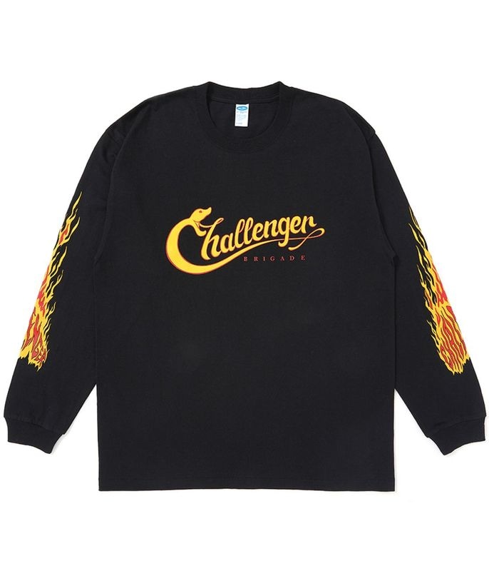 L/S SNAKING LOGO TEE【BLACK】