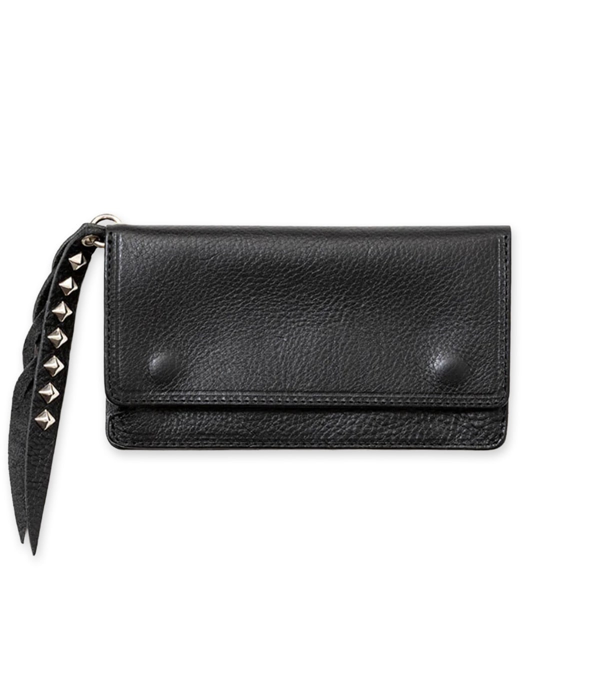 PLANE LEATHER LONG WALLET -STUDS CHARM-【BLACK】｜CALEE｜MELTING