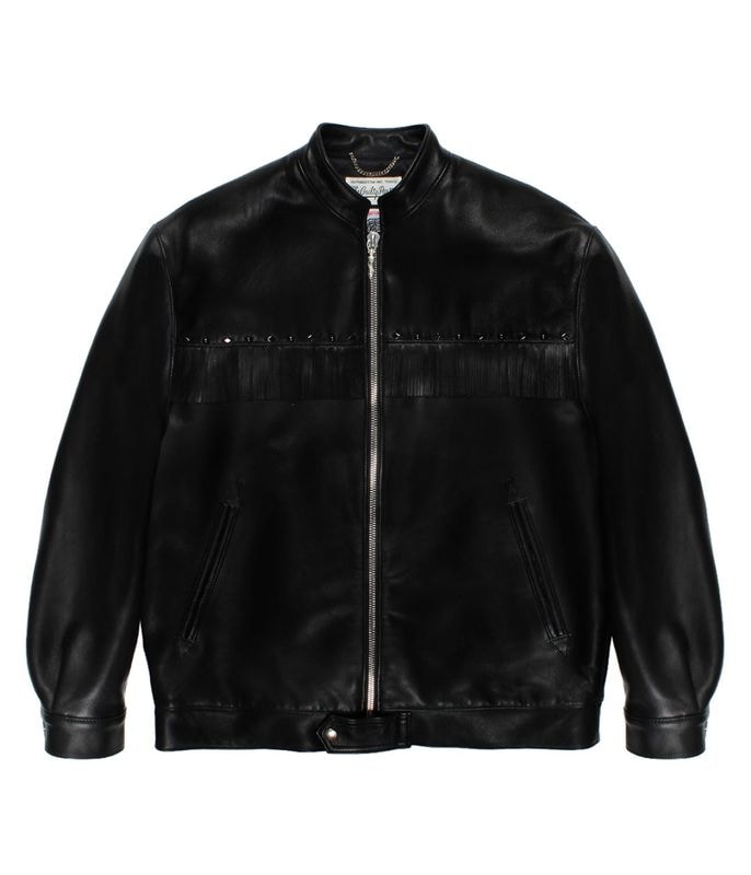 WOLF’S HEAD / LETAHER SINGLE COWBOY RAIDERS JACKET【BLACK】