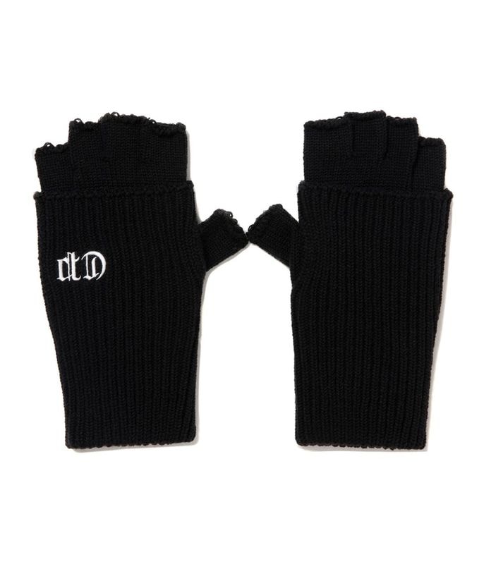 Knit Cuffed Fingerless Glove【BLACK】