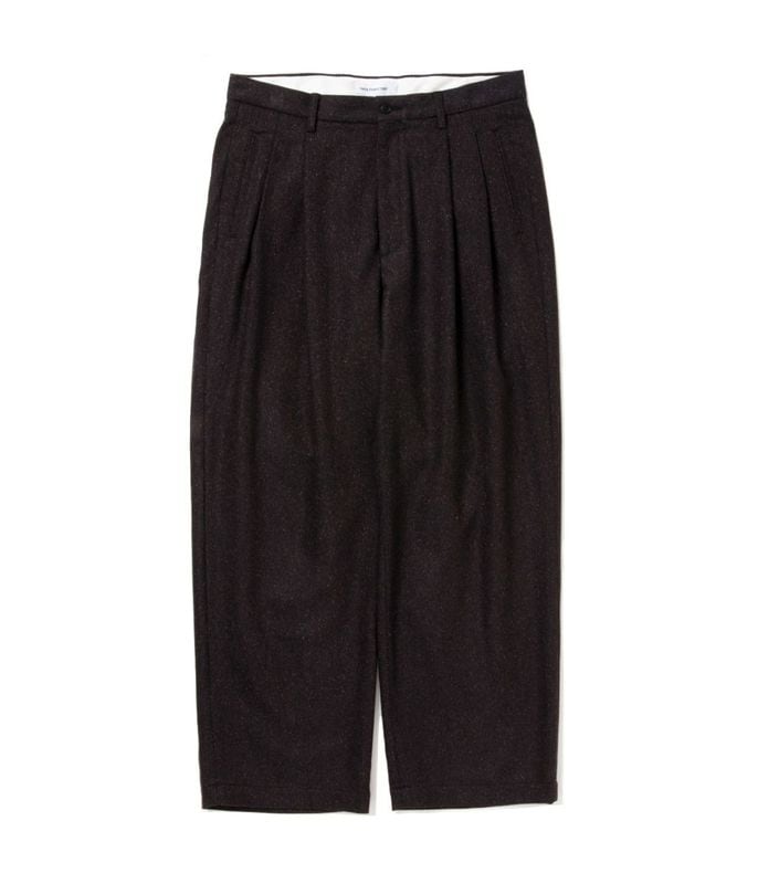 Silk Nep Herringbone 2 Tuck Wide Trousers【BROWN MELANGE】