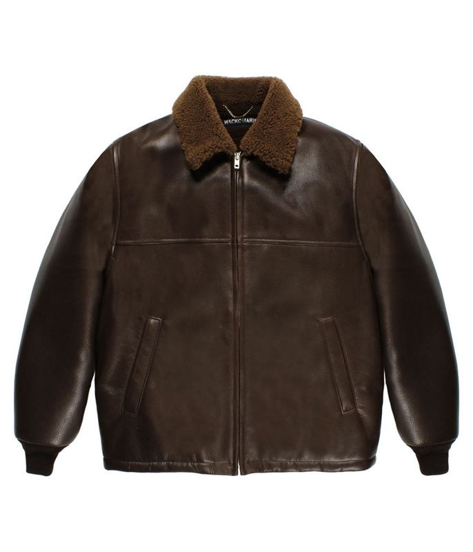 MOUTON COLLAR LEATHER BOA JACKET【BROWN】