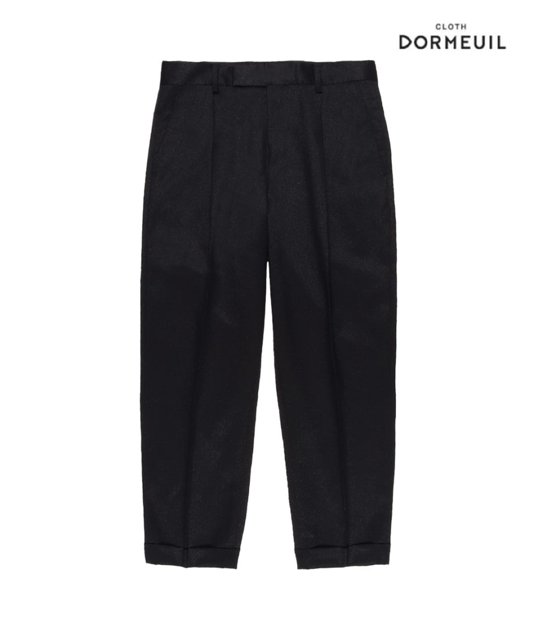 DORMEUIL / GLITTER PLEATED TROUSERS (TYPE-1)【BLACK-SILVER