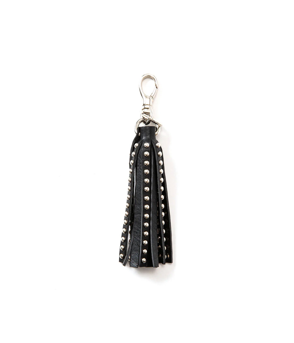 STUDS LEATHER TASSEL KEY RING【BLACK】