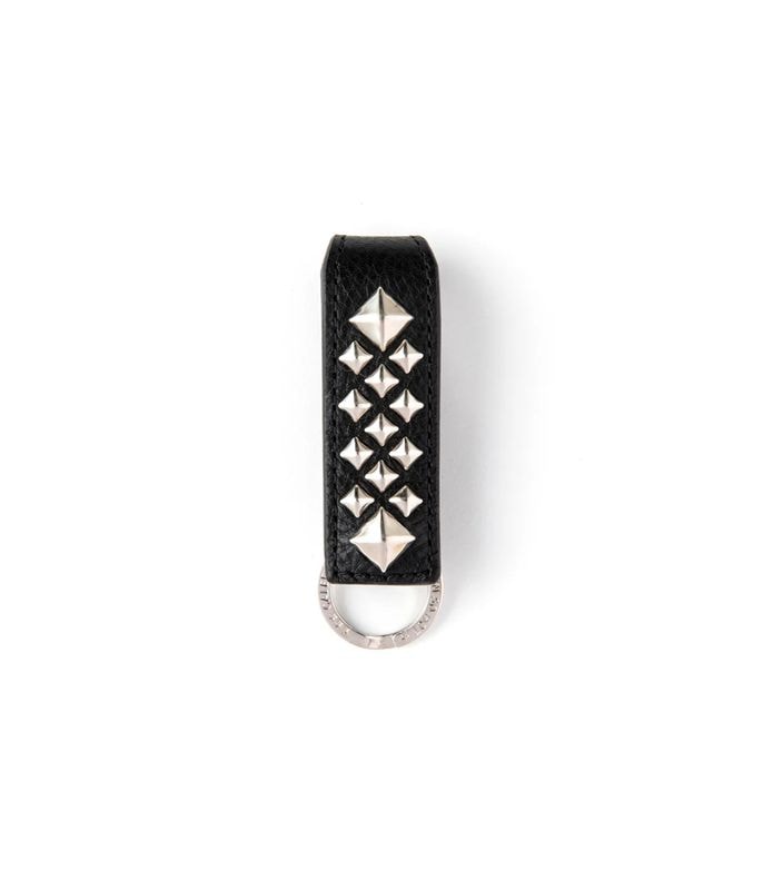STUDS LEATHER SNAP KEY RING【BLACK】