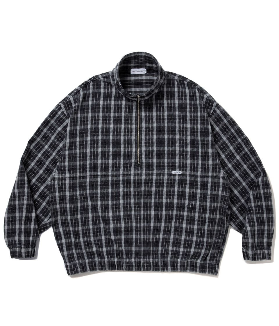AD Processing Heavy Flannel Check Half Zip Pullover【BLACK