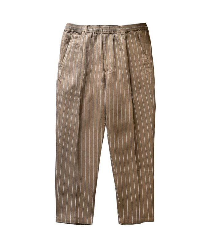RAYON HEMP PINSTRIPE EASY PANTS【BROWNxWHITE】