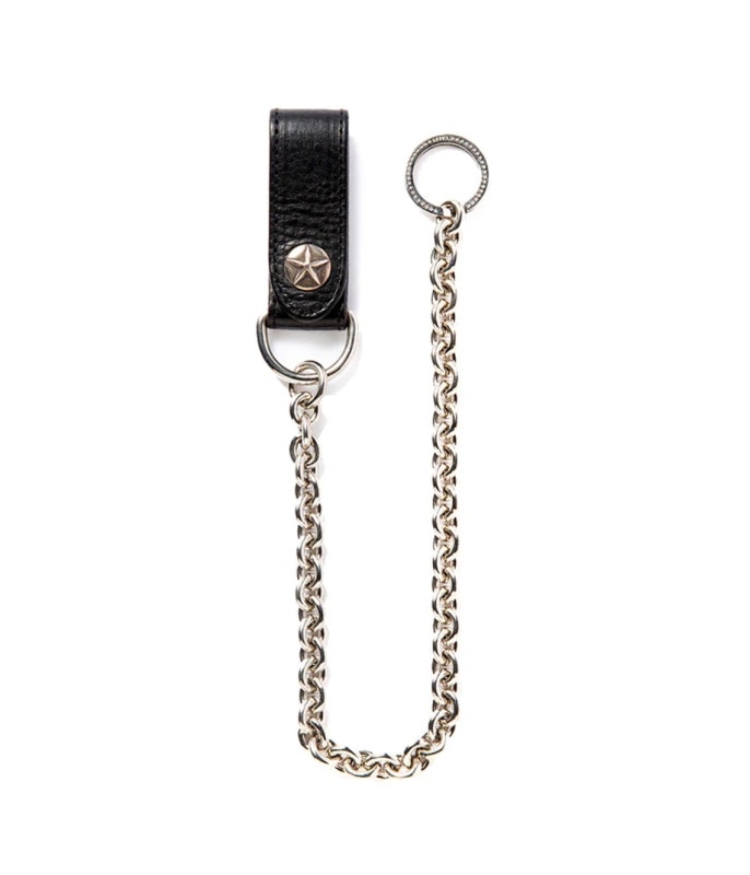 SILVER STAR CONCHO LEATHER WALLET CHAIN【BLACK】