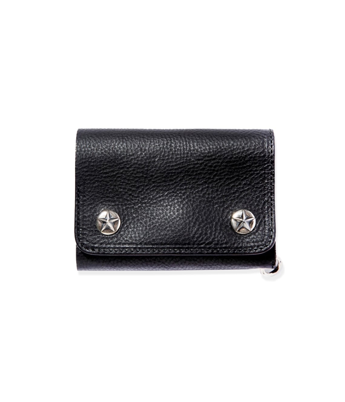 SILVER STAR CONCHO FLAP LEATHER HALF WALLET【BLACK】｜CALEE