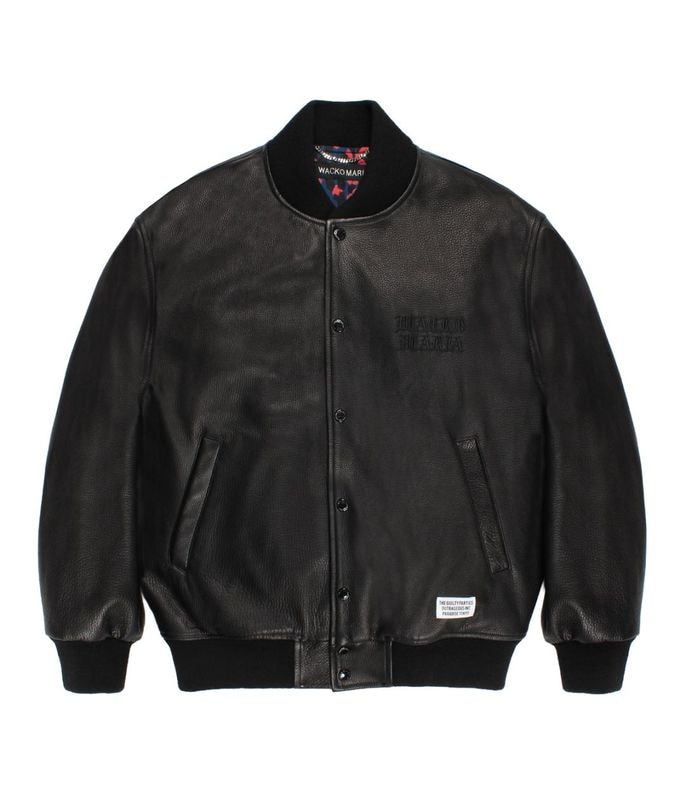 LEATHER VARSITY JACKET (TYPE-2)【BLACK】