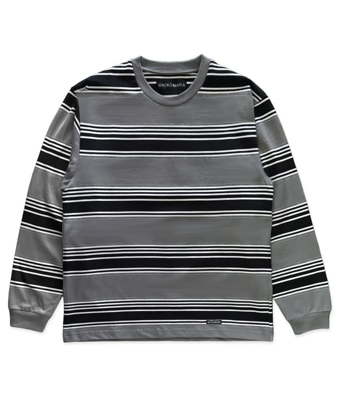 STRIPED LONG SLEEVE T-SHIRT (TYPE-3)【GRAY】
