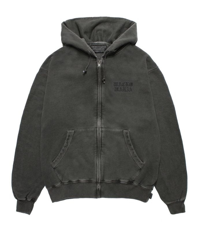 WASHED HEAVY WEIGHT ZIP HOODED SWEAT SHIRT【GRAY】
