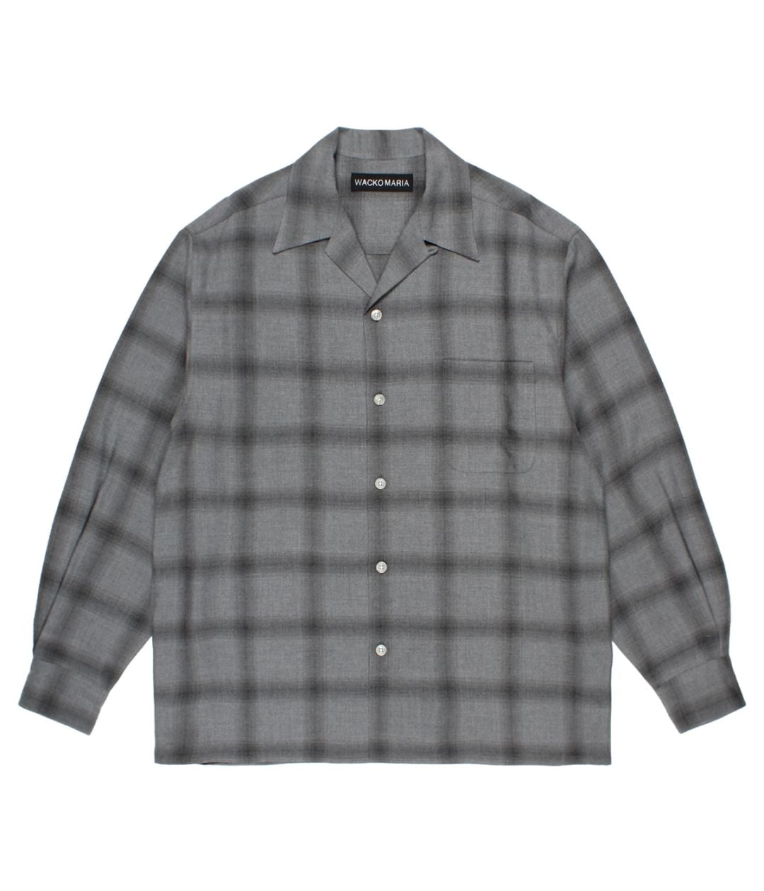 OMBRE CHECK OPEN COLLAR SHIRT L/S【GRAY】｜WACKO MARIA｜MELTING