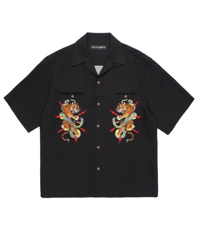 TIM LEHI / 50'S OPEN COLLAR SHIRT【BLACK】