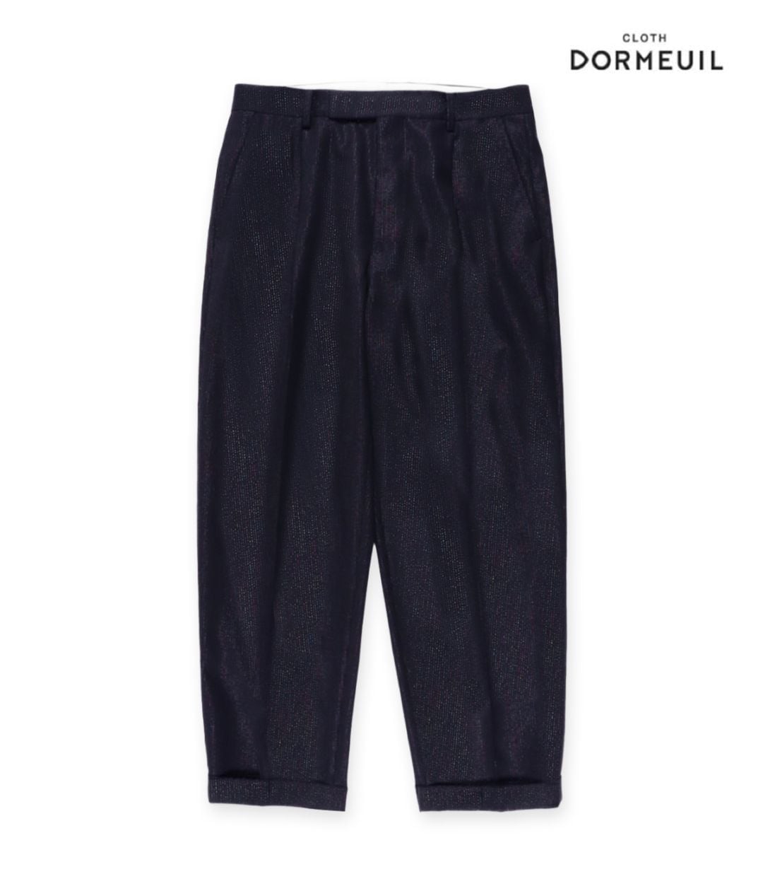 DORMEUIL / GLITTER PLEATED TROUSERS (TYPE-2)【NAVY】