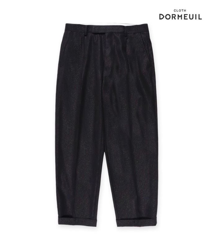 DORMEUIL / GLITTER PLEATED TROUSERS (TYPE-2)【BLACK】