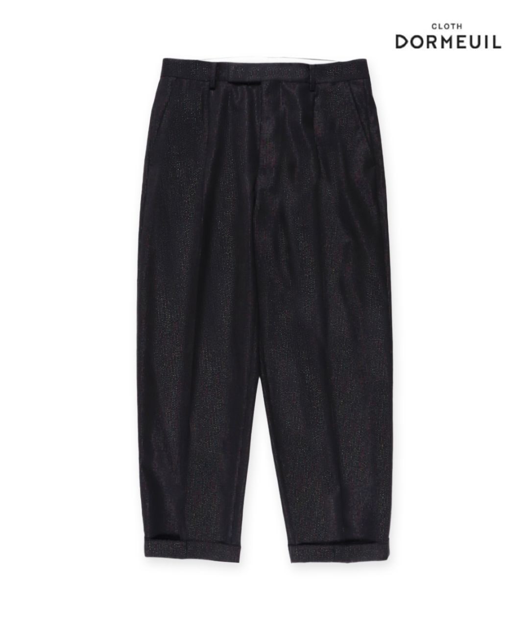 DORMEUIL / GLITTER PLEATED TROUSERS (TYPE-2)【BLACK】