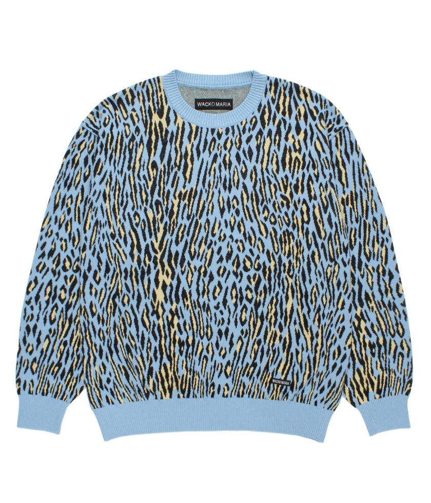 LEOPARD JACQUARD KNIT SWEATER (TYPE-2)【L-BLUE】｜WACKO MARIA