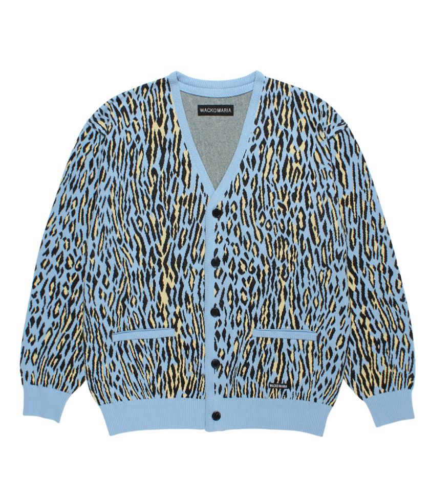 LEOPARD JACQUARD KNIT CARDIGAN (TYPE-2)【L-BLUE】