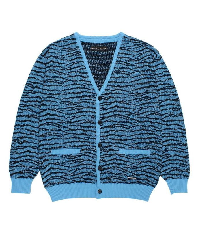 TIGER JACQUARD KNIT CARDIGAN【BLUE】