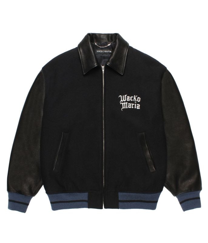 LEATHER VARSITY JACKET (TYPE-1)【BLACK】