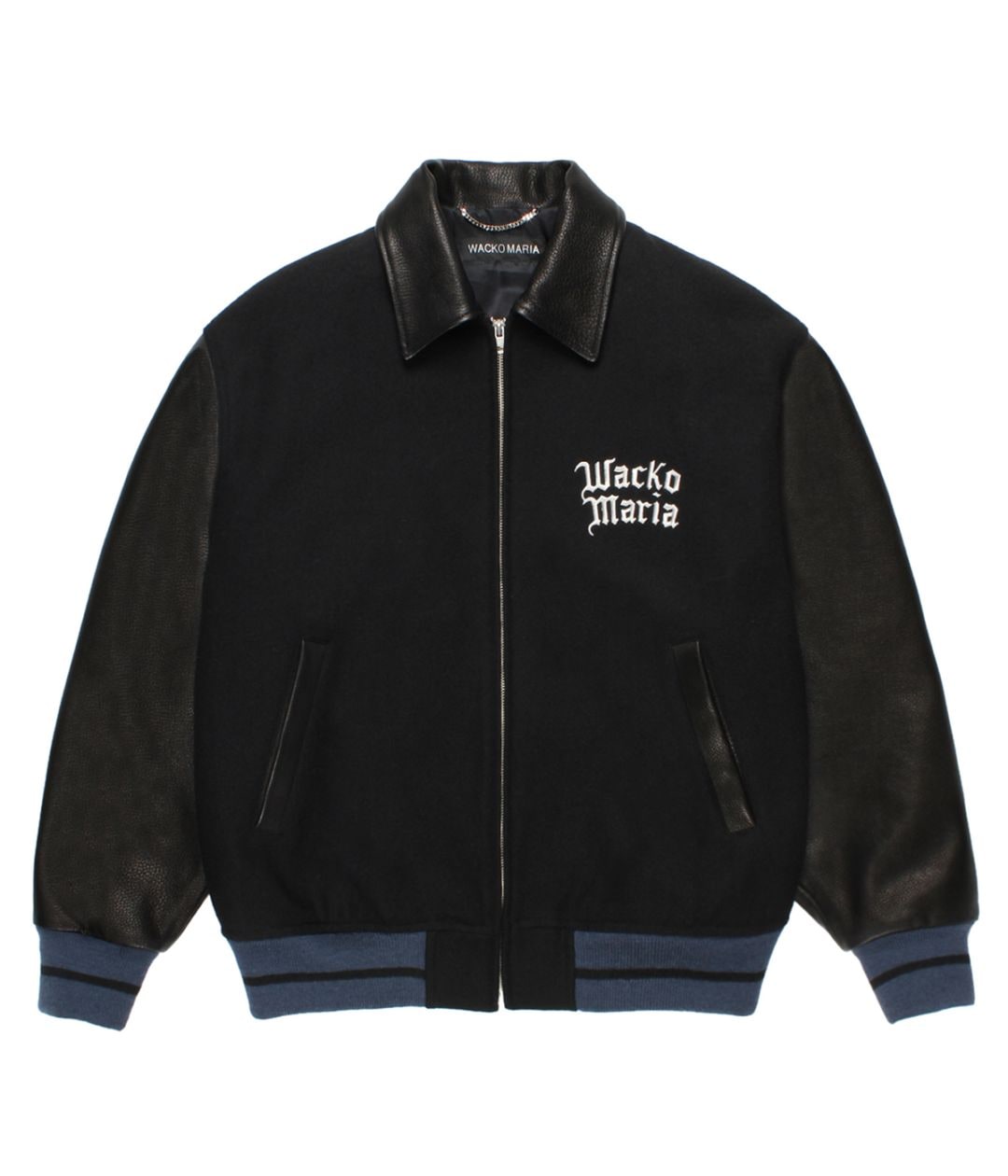 LEATHER VARSITY JACKET (TYPE-1)【BLACK】｜WACKO MARIA｜MELTING POT