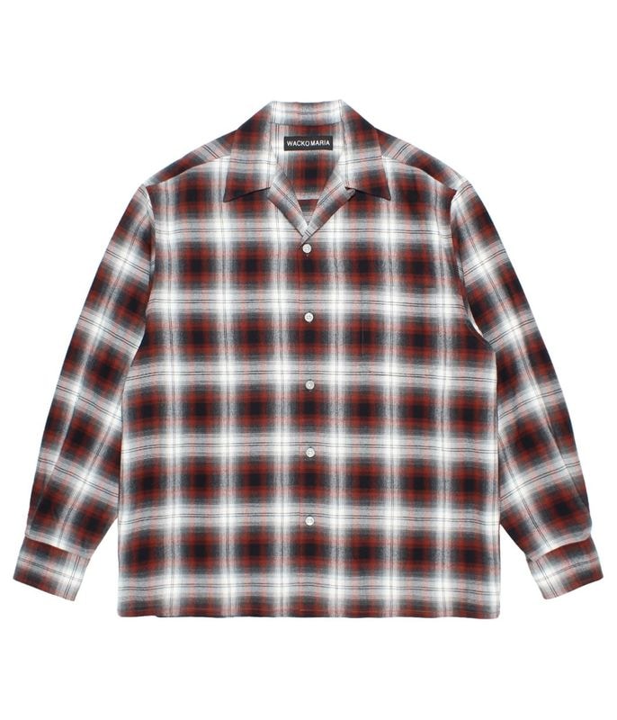 OMBRE CHECK OPEN COLLAR SHIRT L/S (TYPE-1)【BROWN】