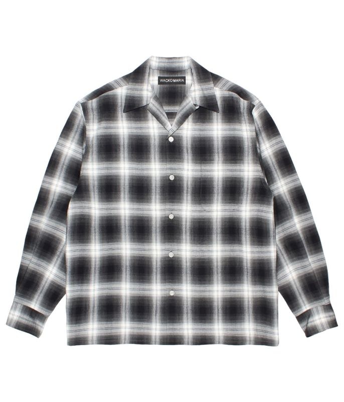 OMBRE CHECK OPEN COLLAR SHIRT L/S (TYPE-1)【GRAY】