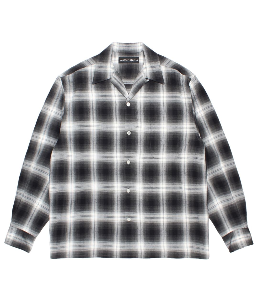 OMBRE CHECK OPEN COLLAR SHIRT L/S (TYPE-1)【GRAY】｜WACKO MARIA