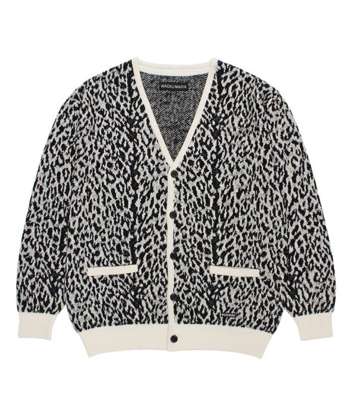 LEOPARD JACQUARD KNIT CARDIGAN (TYPE-1)【WHITE】