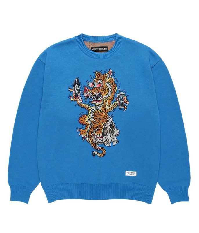TIM LEHI / JACQUARD KNIT SWEATER【BLUE】