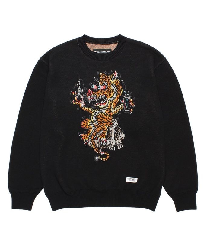 TIM LEHI / JACQUARD KNIT SWEATER【BLACK】