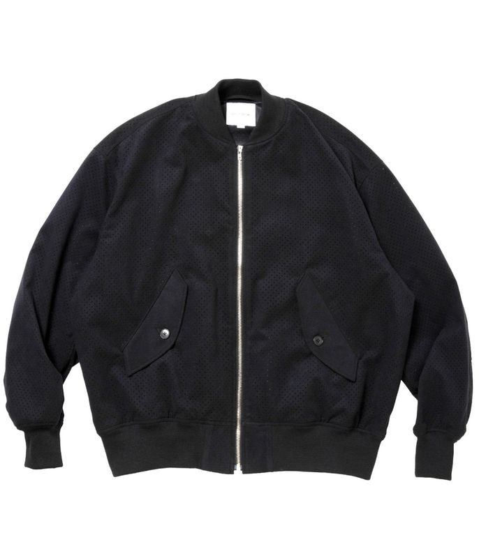 Punching Faux Suede Bomber Jacket【BLACK】