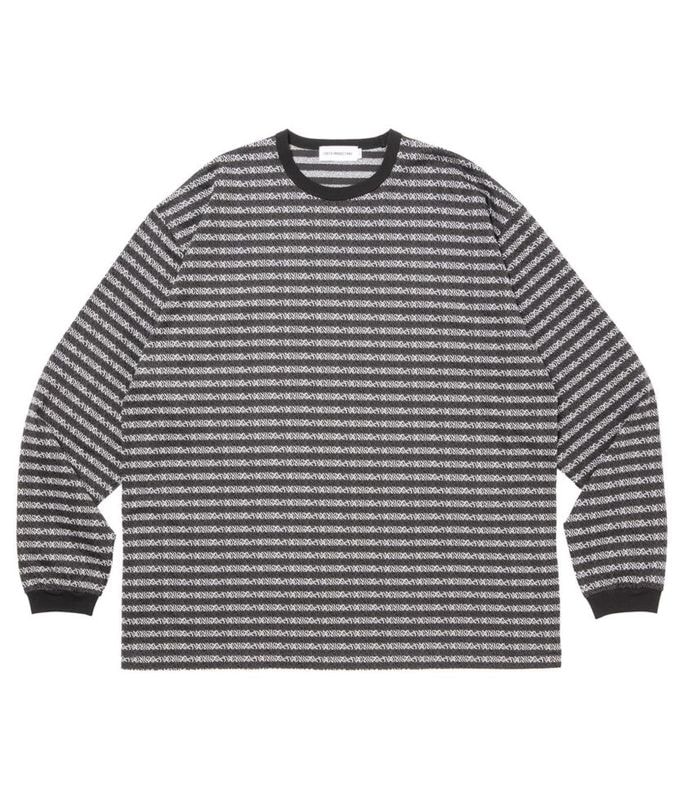 Supima Jacquard Border L/S Tee【BLACK】