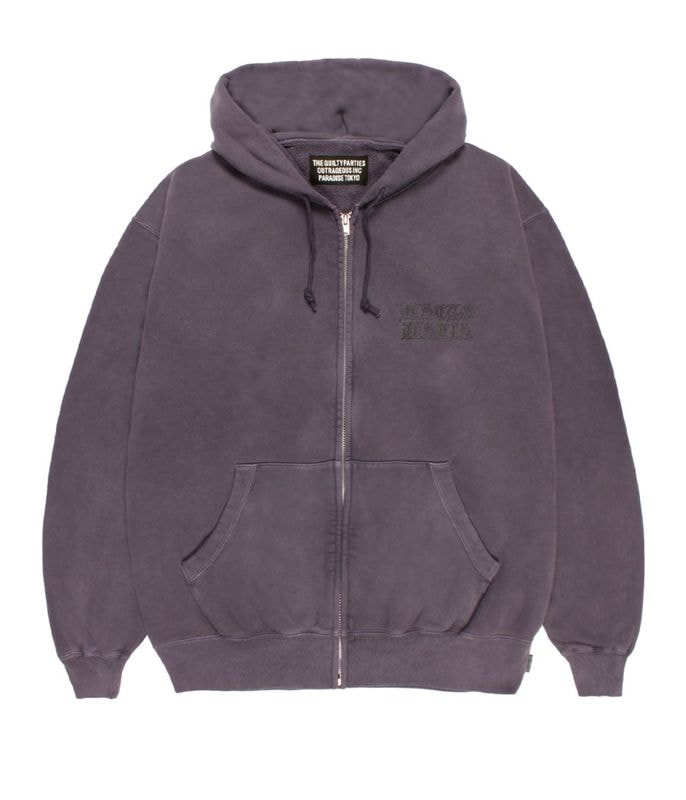 WASHED HEAVY WEIGHT ZIP HOODED SWEAT SHIRT【PURPLE】