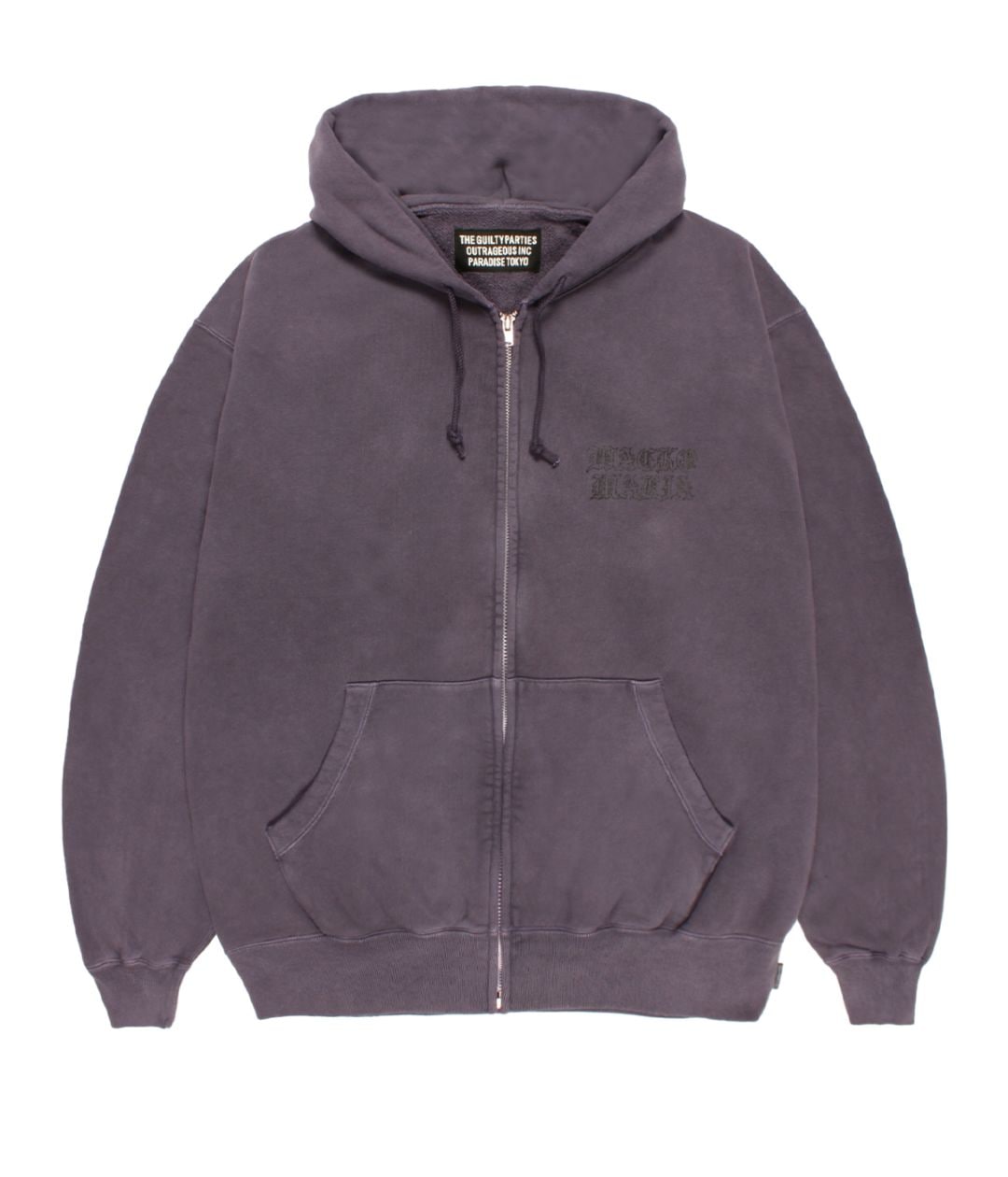 WASHED HEAVY WEIGHT ZIP HOODED SWEAT SHIRT【PURPLE】