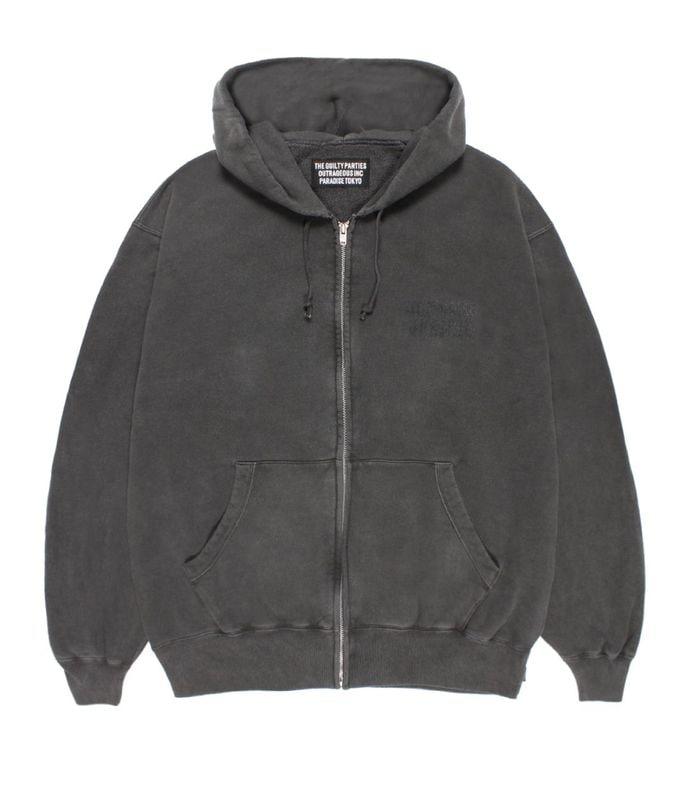 WASHED HEAVY WEIGHT ZIP HOODED SWEAT SHIRT【GRAY】