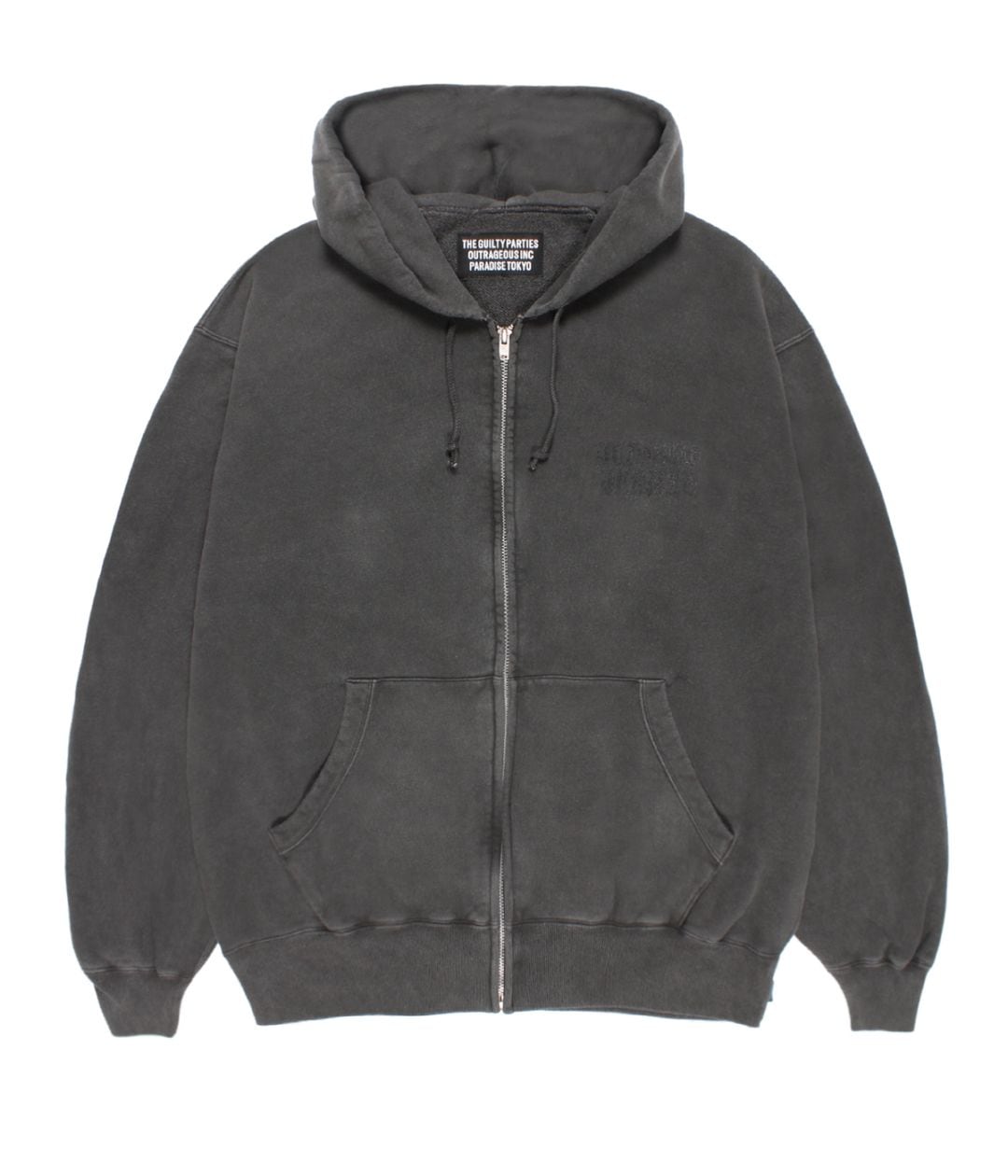 WASHED HEAVY WEIGHT ZIP HOODED SWEAT SHIRT【GRAY】